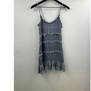Sim & Sam Blue Floral Fitted Ruffle Mini Dress Size Small